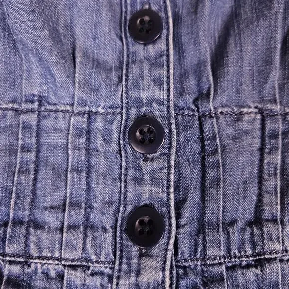 Madewell Midi Shirt Dress 6 Chambray Denim Pleated Cottage Blue Button Western - Picture 10 of 16